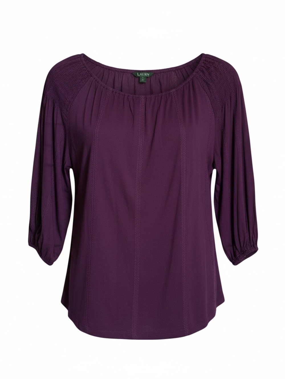 Lauren Ralph Lauren Plum Three-Quarter Sleeve Blouse